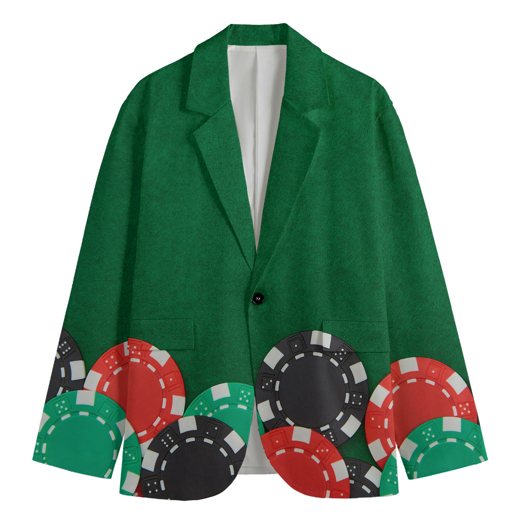Casino Poker Chips Print Men's Cotton Blazer