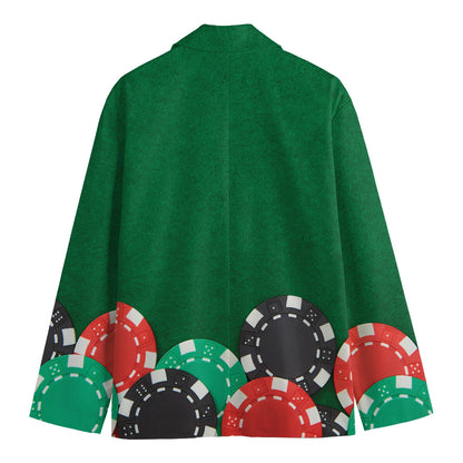 Casino Poker Chips Print Men's Cotton Blazer