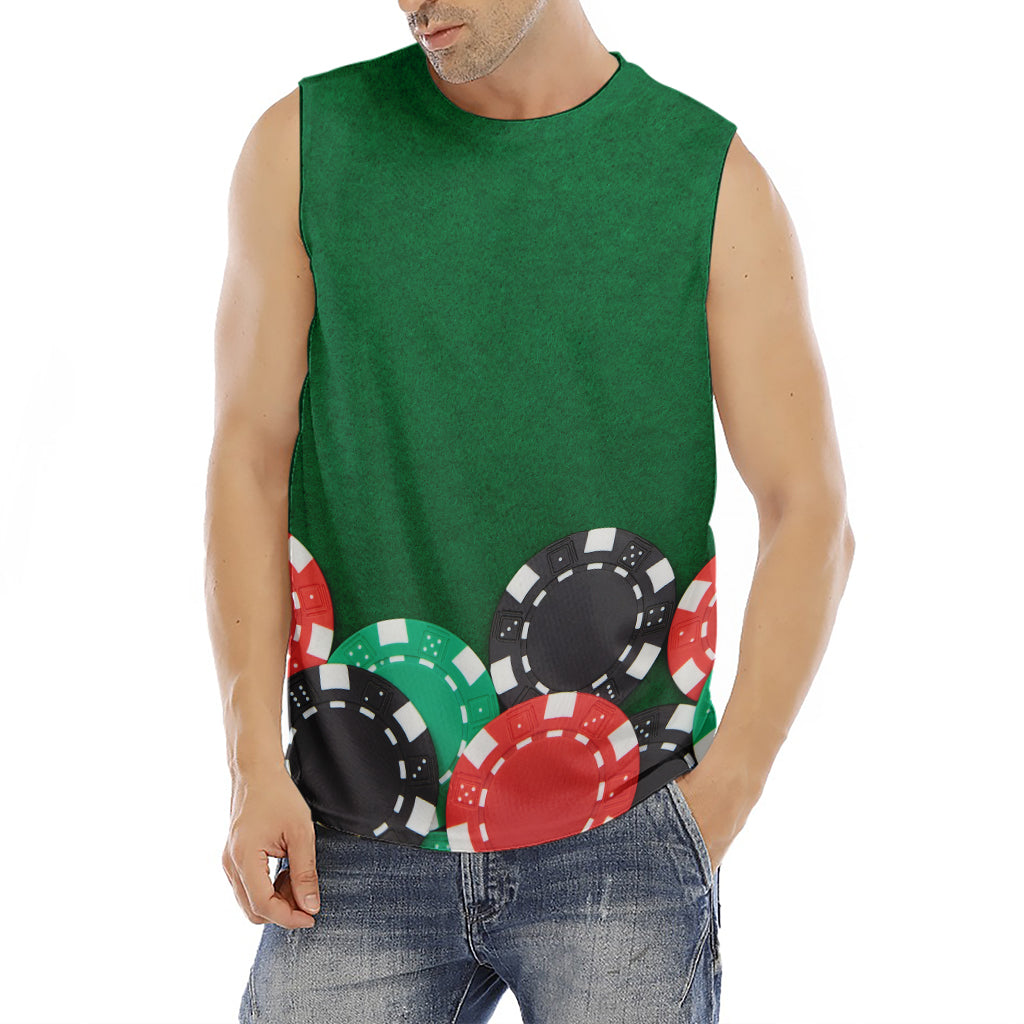 Casino Poker Chips Print Men's Fitness Tank Top