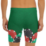 Casino Poker Chips Print Men's Long Boxer Briefs