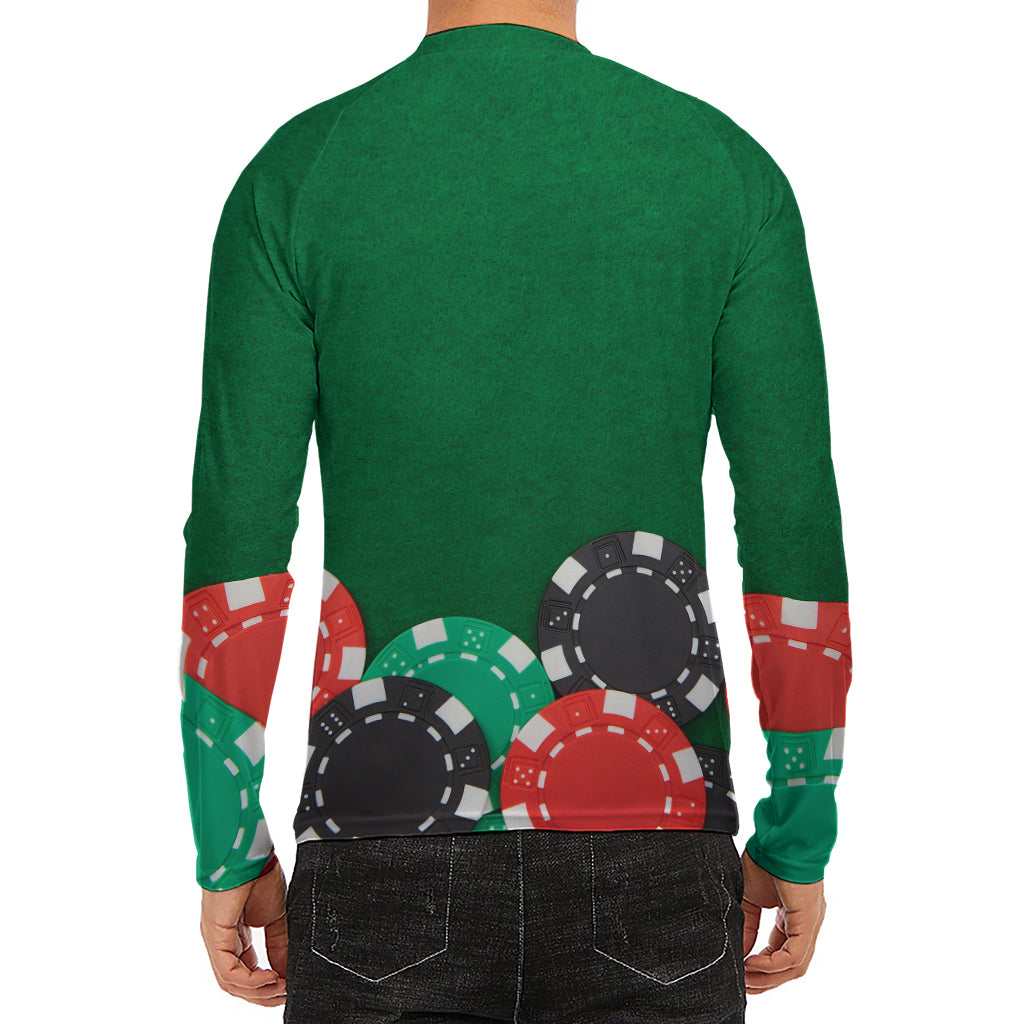 Casino Poker Chips Print Men's Long Sleeve Rash Guard
