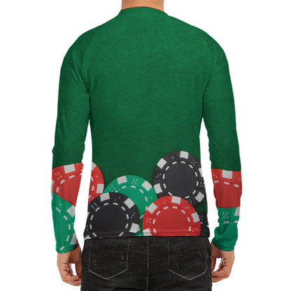 Casino Poker Chips Print Men's Long Sleeve Rash Guard