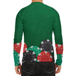 Casino Poker Chips Print Men's Long Sleeve Rash Guard