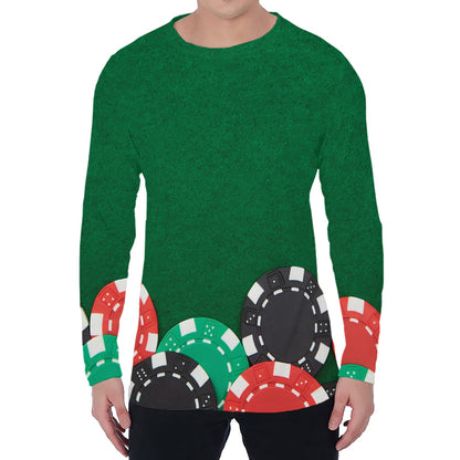 Casino Poker Chips Print Men's Long Sleeve T-Shirt