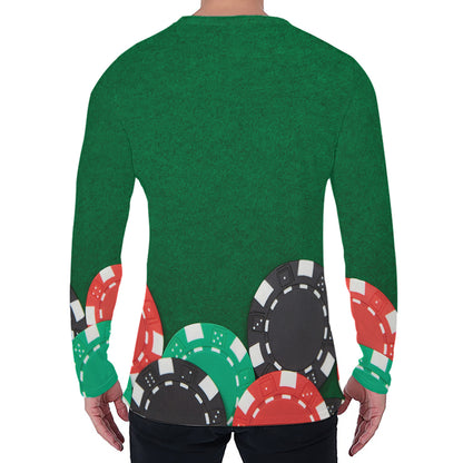 Casino Poker Chips Print Men's Long Sleeve T-Shirt