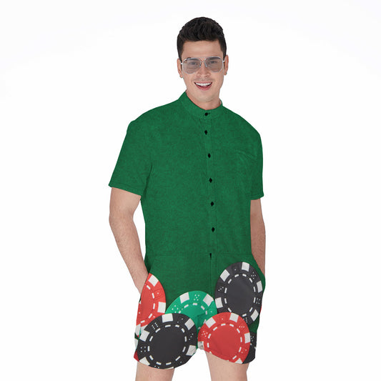 Casino Poker Chips Print Men's Rompers