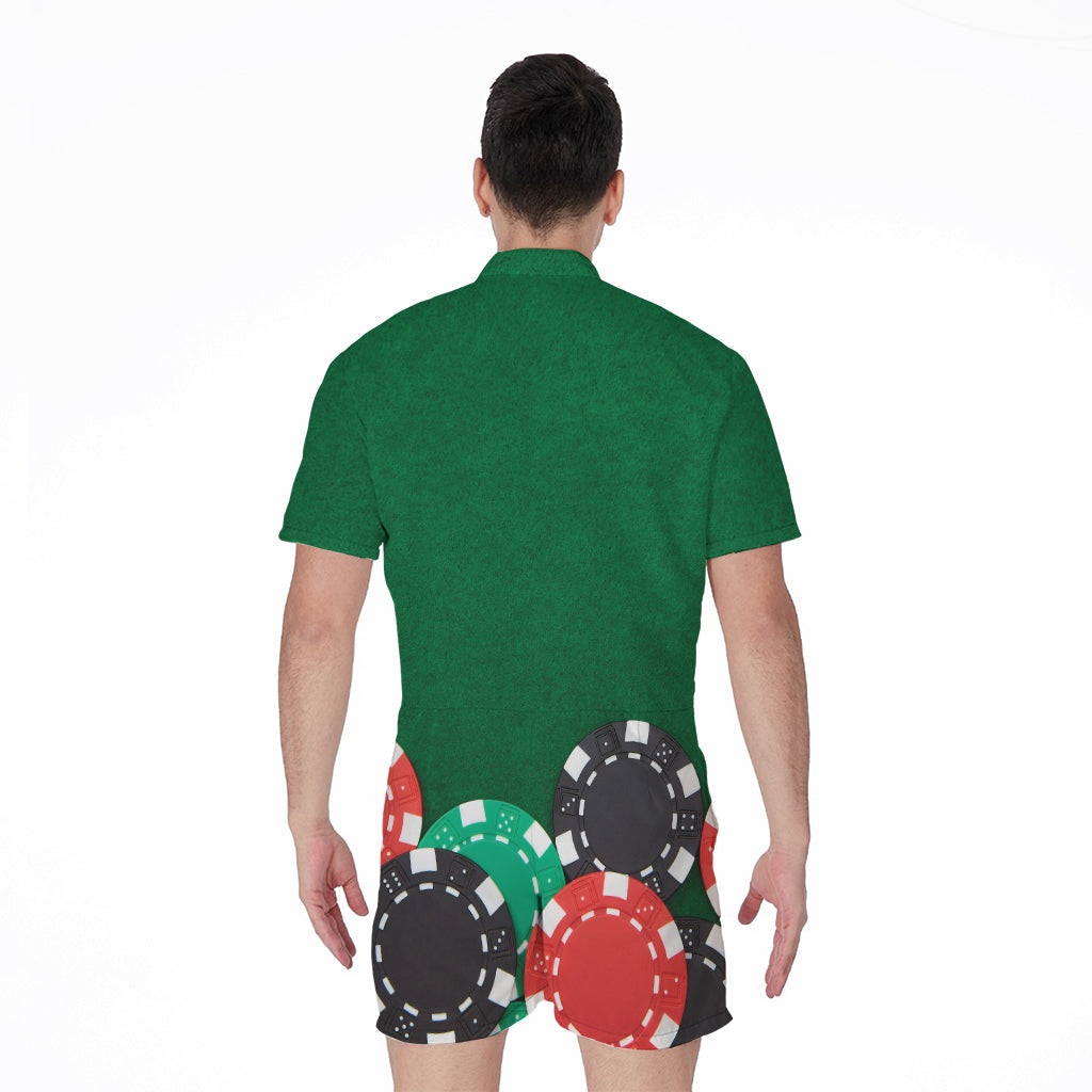 Casino Poker Chips Print Men's Rompers