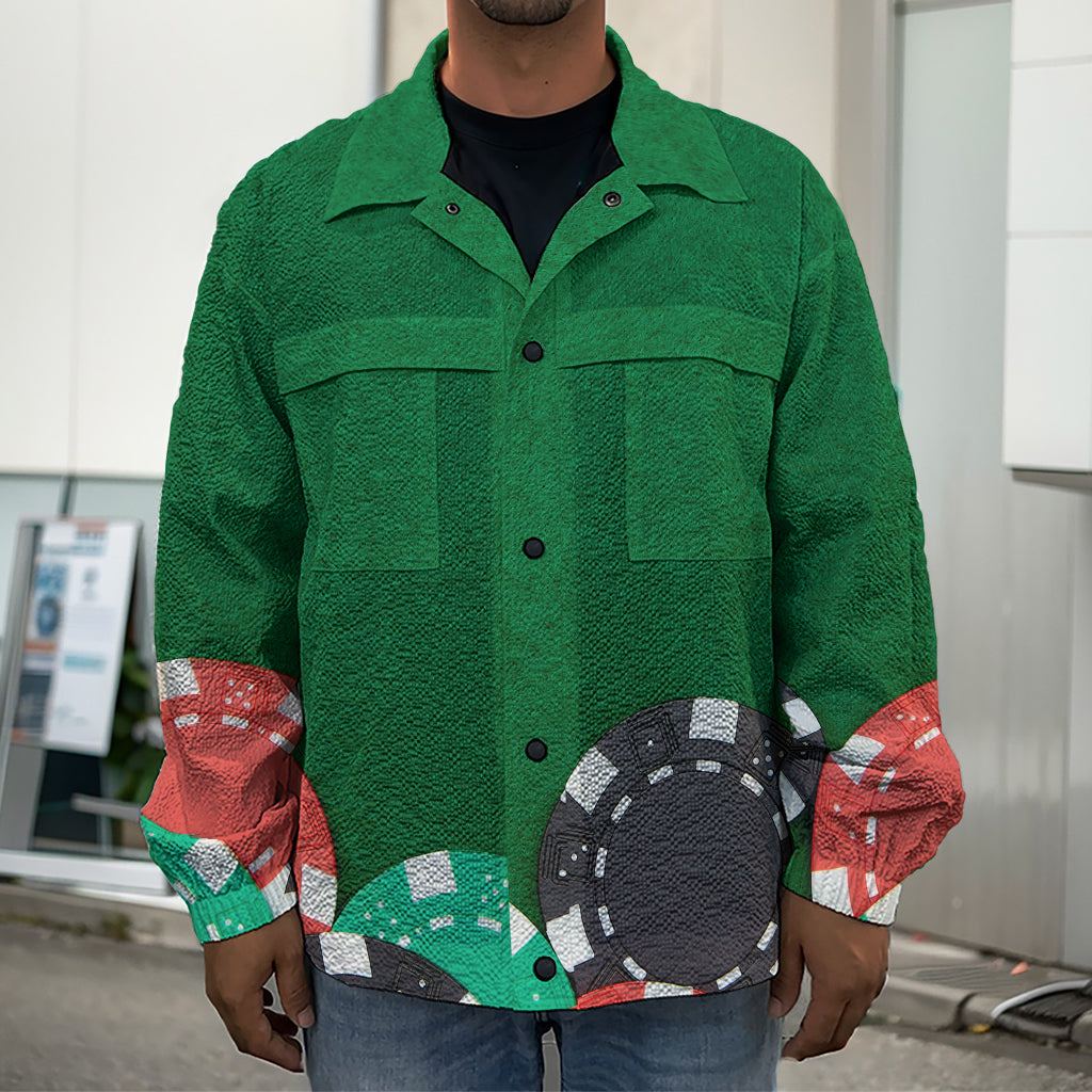 Casino Poker Chips Print Men's Shirt Jacket