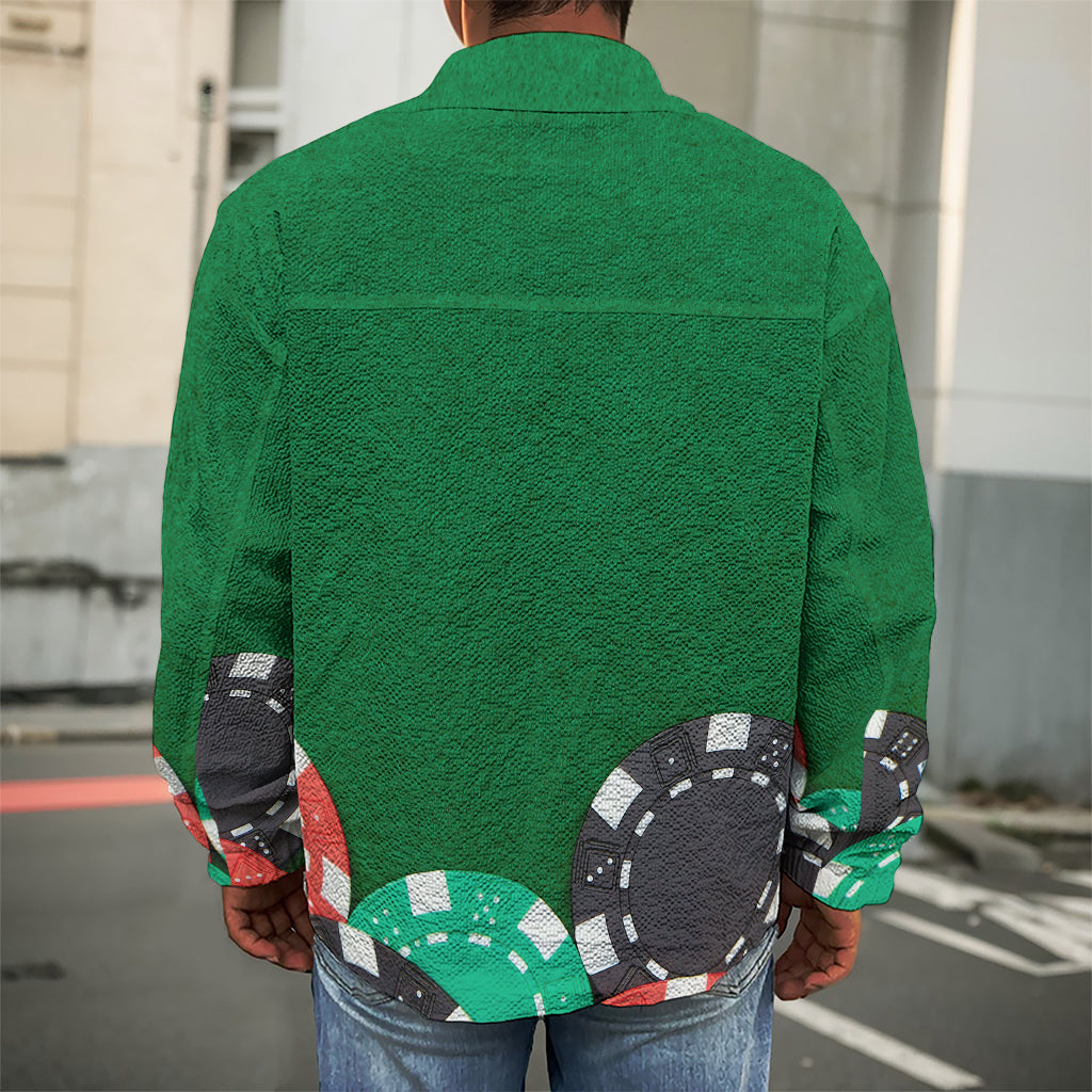 Casino Poker Chips Print Men's Shirt Jacket