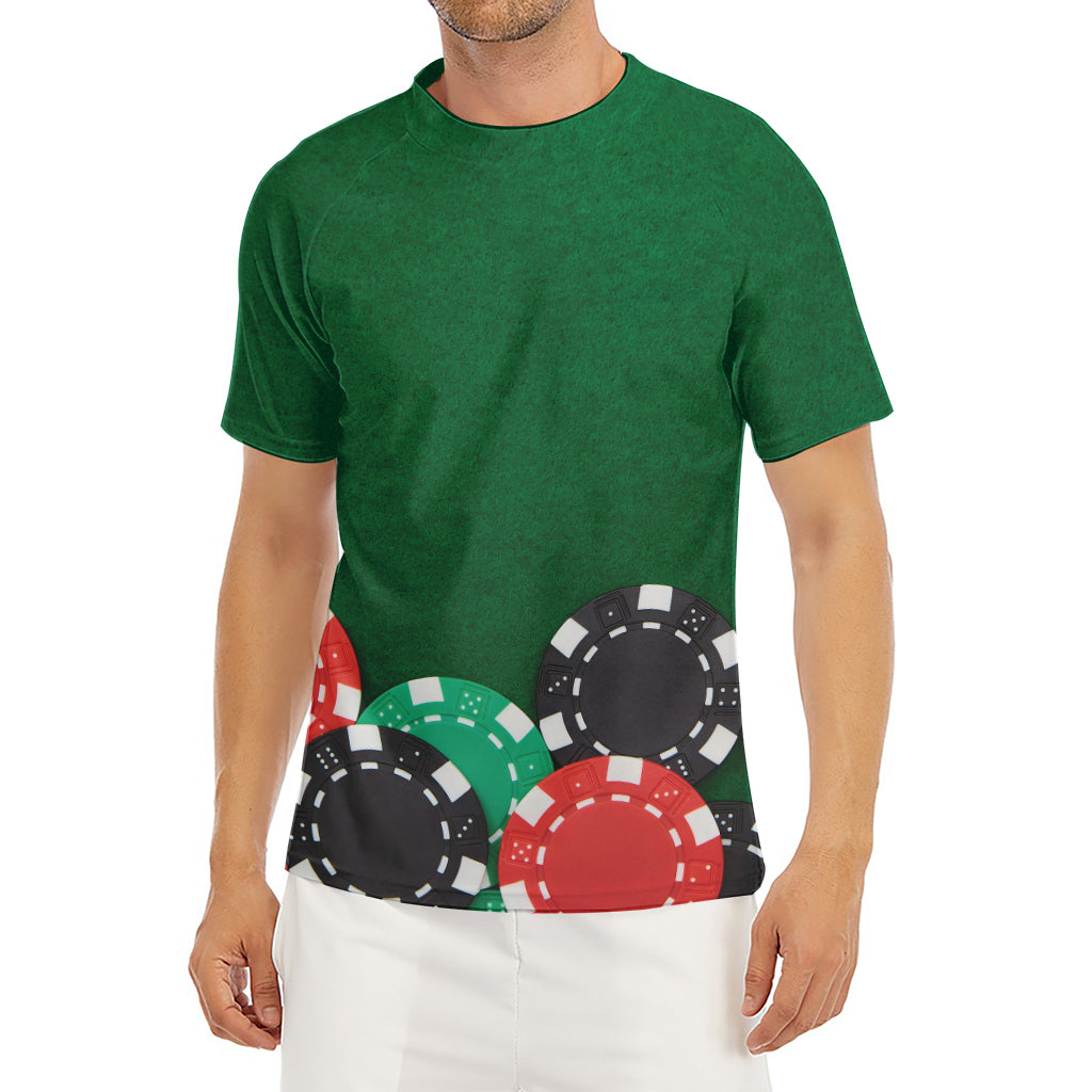 Casino Poker Chips Print Men's Short Sleeve Rash Guard
