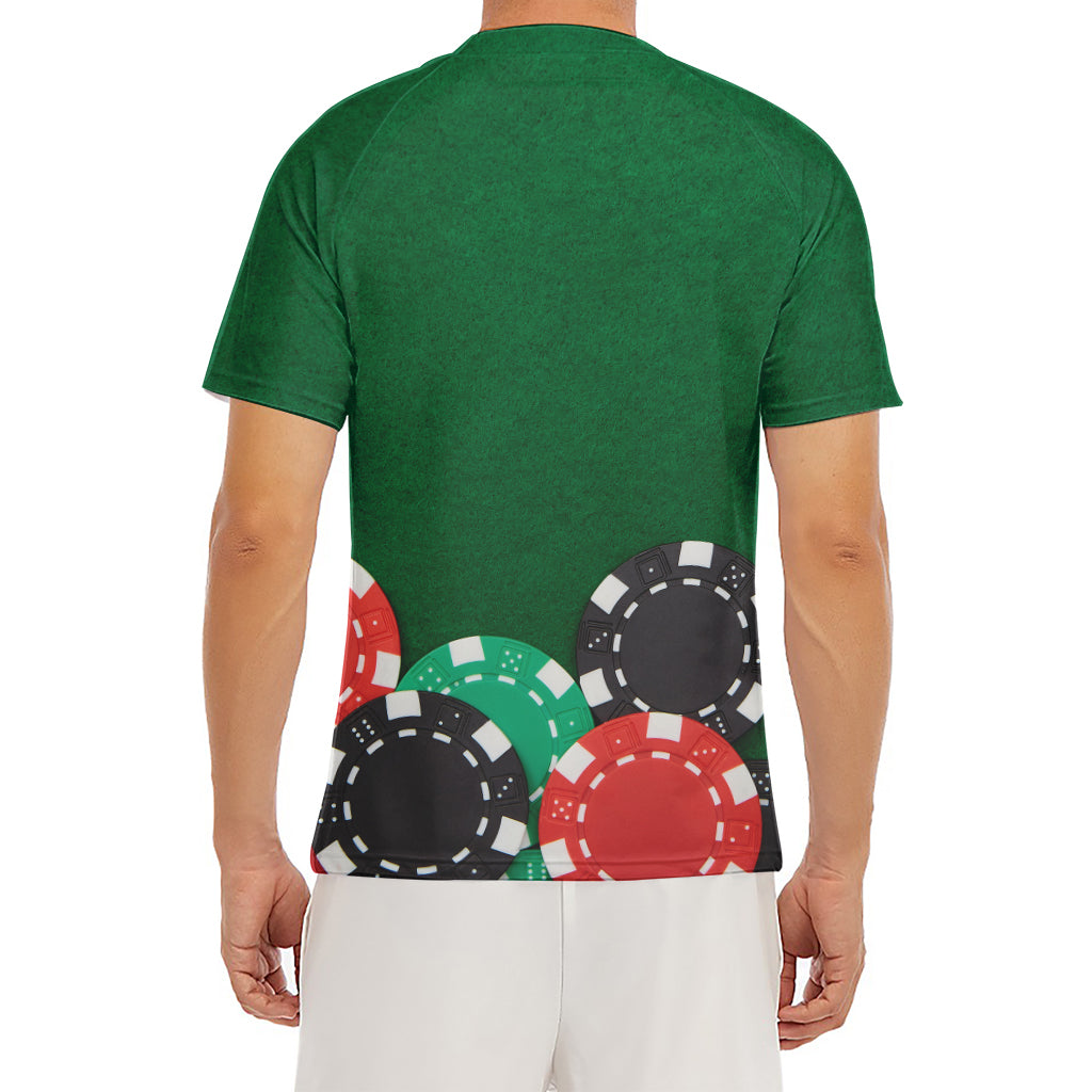 Casino Poker Chips Print Men's Short Sleeve Rash Guard