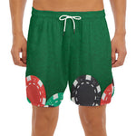 Casino Poker Chips Print Men's Split Running Shorts