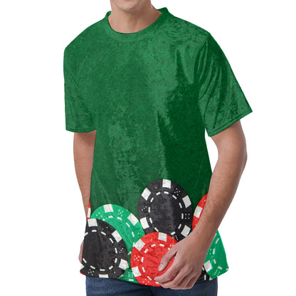 Casino Poker Chips Print Men's Velvet T-Shirt