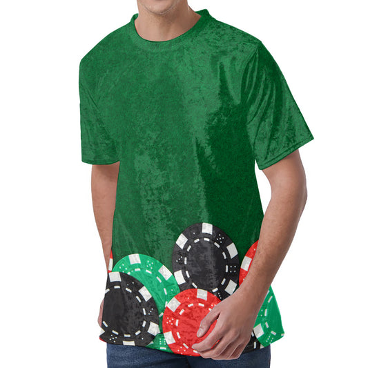 Casino Poker Chips Print Men's Velvet T-Shirt
