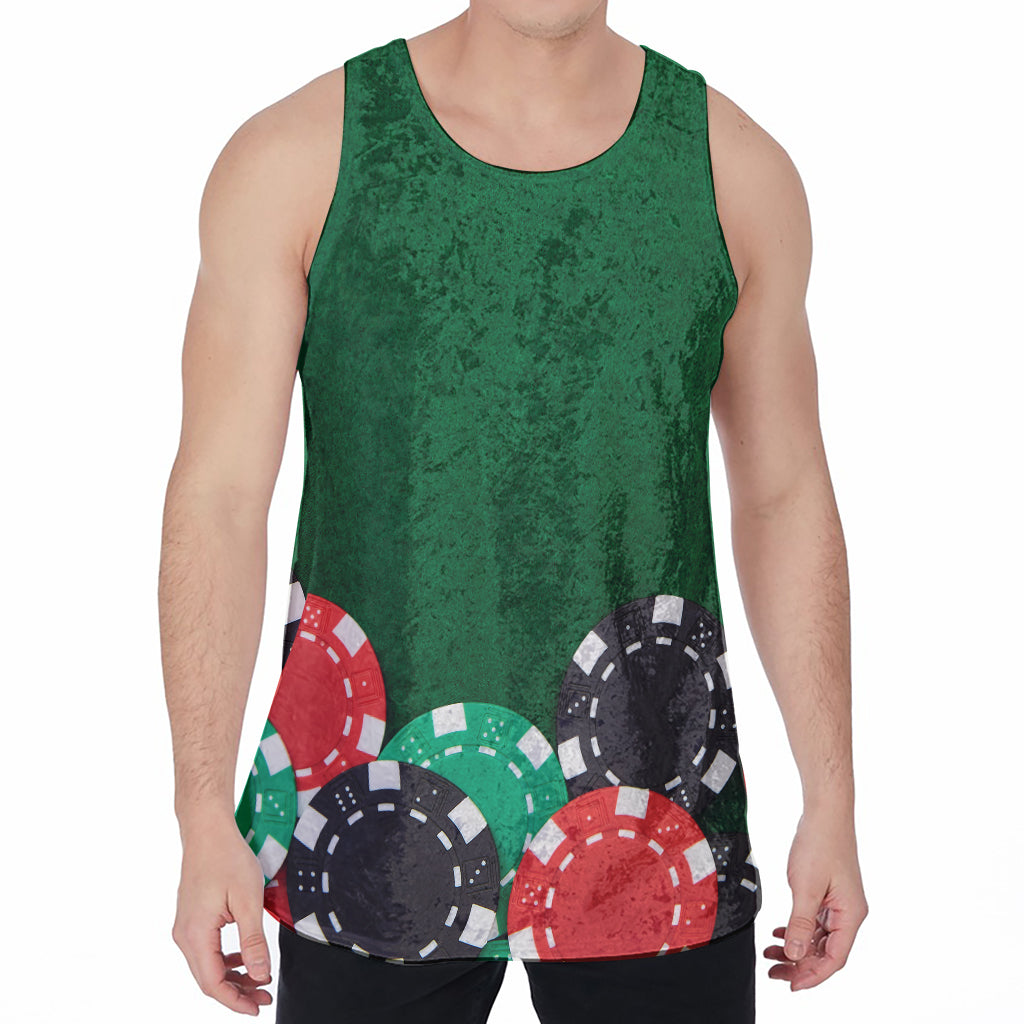 Casino Poker Chips Print Men's Velvet Tank Top