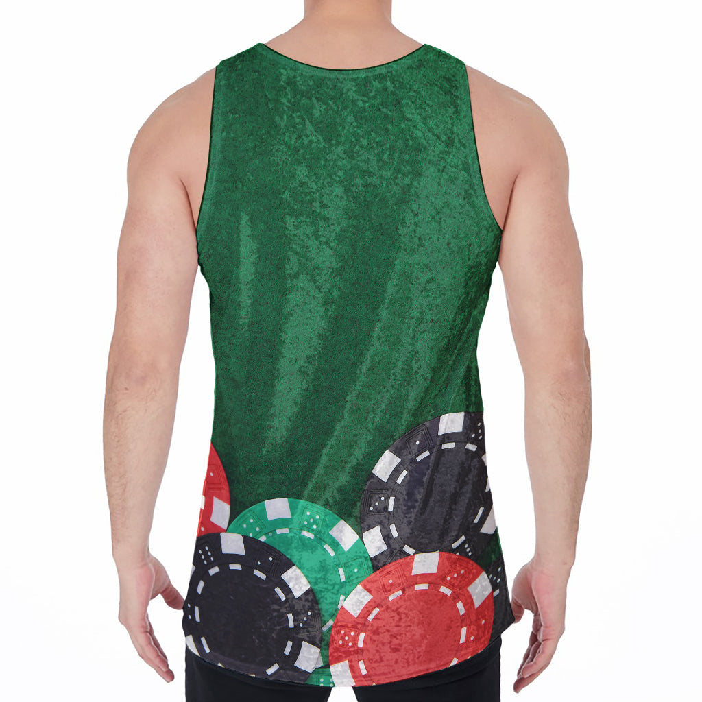 Casino Poker Chips Print Men's Velvet Tank Top