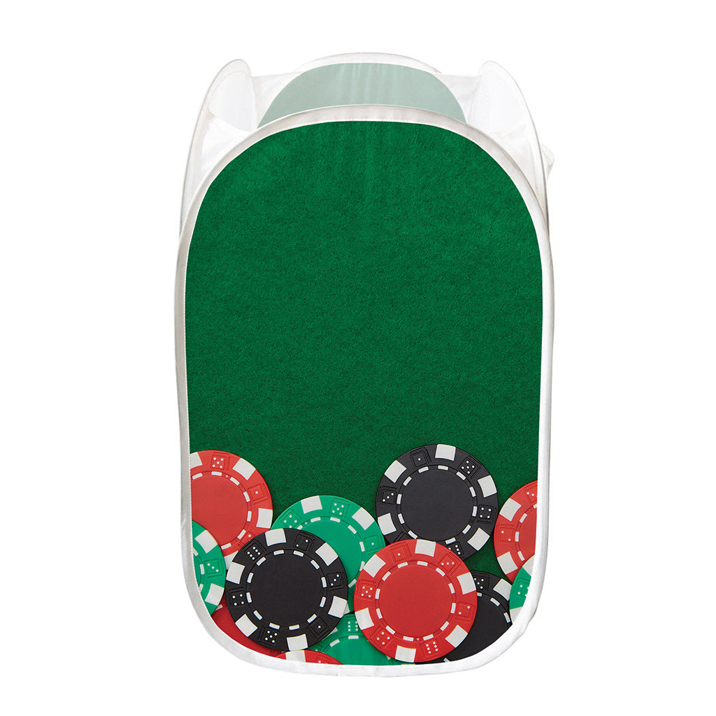 Casino Poker Chips Print Mesh Laundry Hamper