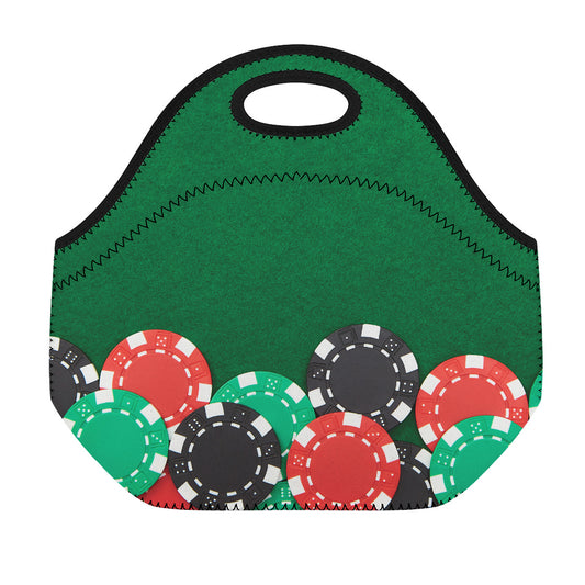 Casino Poker Chips Print Neoprene Lunch Bag