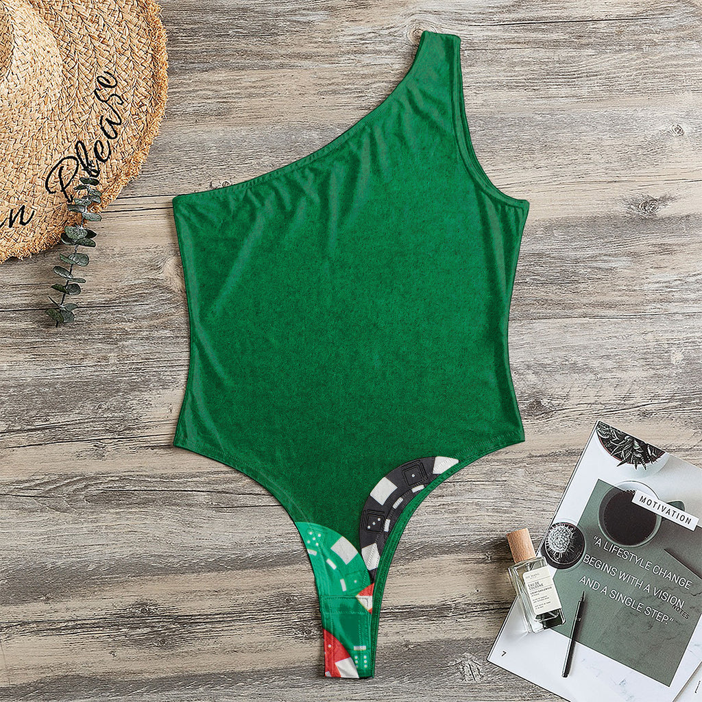 Casino Poker Chips Print One Shoulder Bodysuit