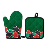 Casino Poker Chips Print Oven Mitt And Pot Holder Set