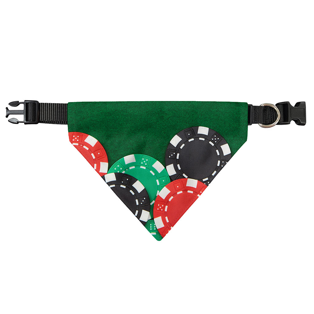 Casino Poker Chips Print Over The Collar Dog Bandana