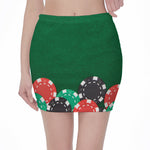 Casino Poker Chips Print Pencil Mini Skirt