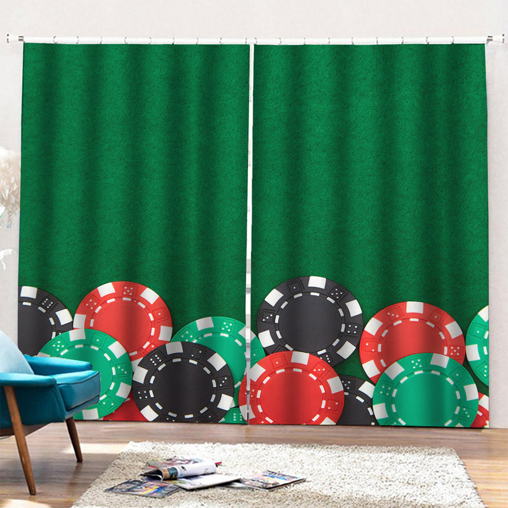 Casino Poker Chips Print Pencil Pleat Curtains