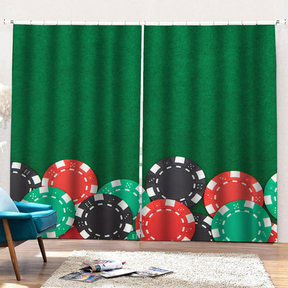 Casino Poker Chips Print Pencil Pleat Curtains
