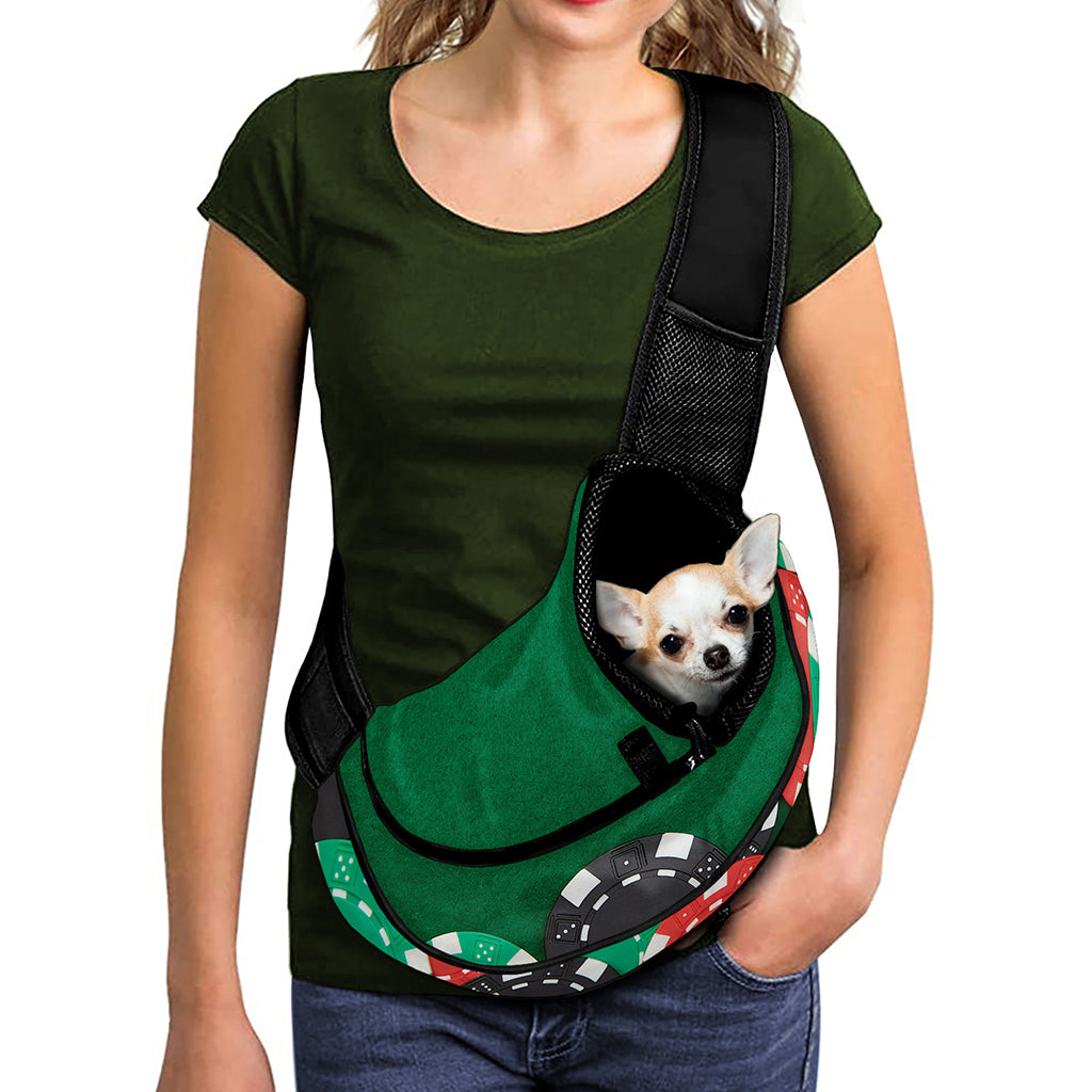 Casino Poker Chips Print Pet Sling Carrier