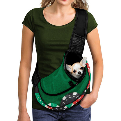 Casino Poker Chips Print Pet Sling Carrier
