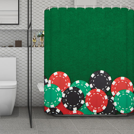 Casino Poker Chips Print Polyester Shower Curtain