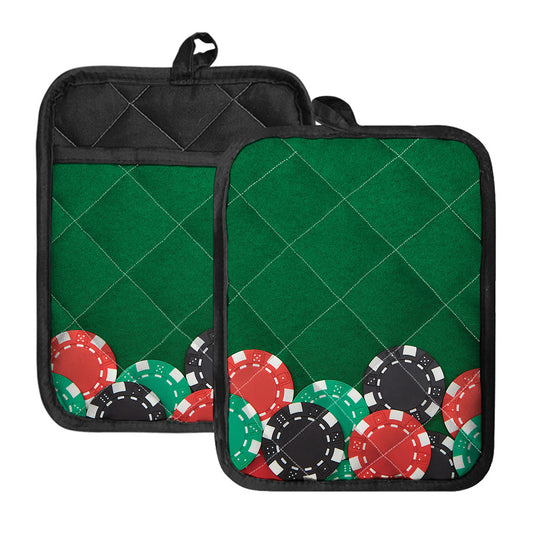 Casino Poker Chips Print Pot Holders With Pocket