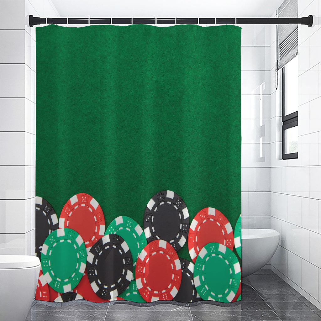 Casino Poker Chips Print Premium Shower Curtain