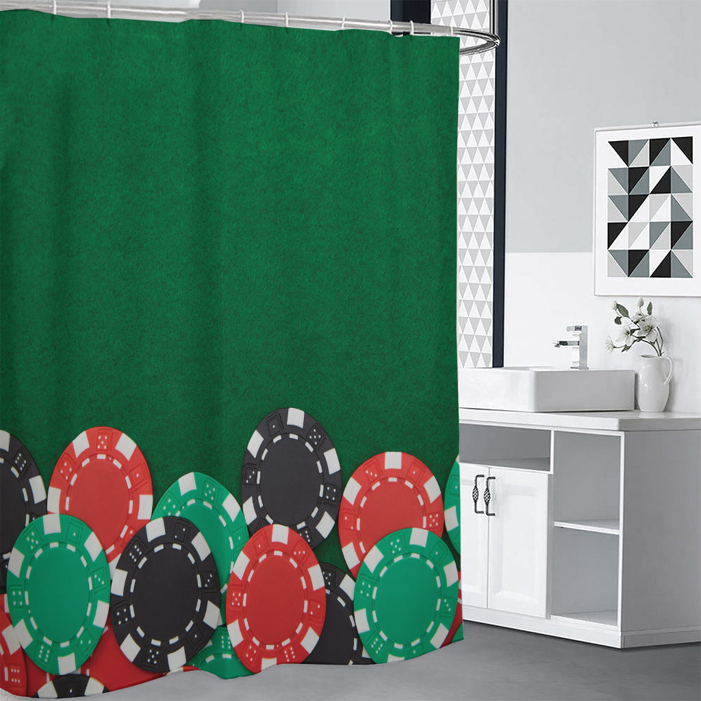 Casino Poker Chips Print Premium Shower Curtain