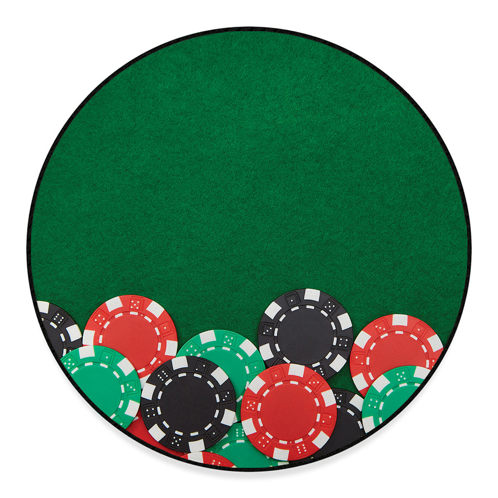Casino Poker Chips Print Round Floor Mat