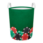 Casino Poker Chips Print Round Laundry Basket
