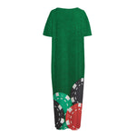 Casino Poker Chips Print Short Sleeve Long Nightdress