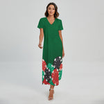 Casino Poker Chips Print Short Sleeve Maxi Dress
