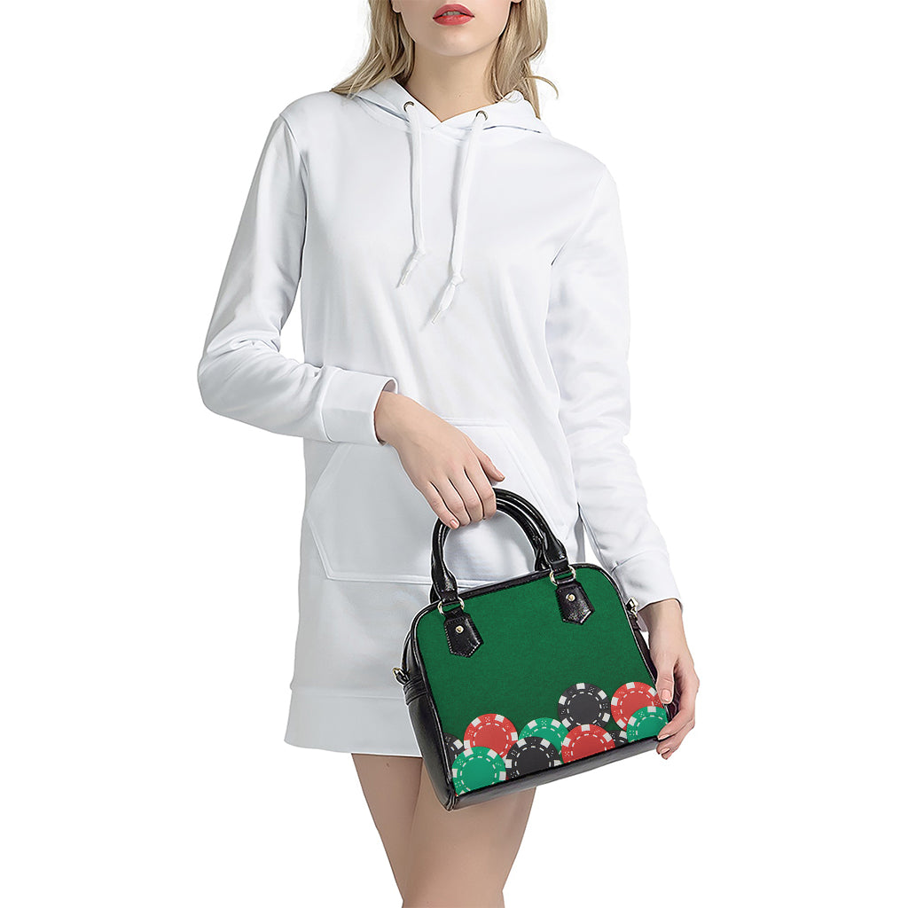 Casino Poker Chips Print Shoulder Handbag