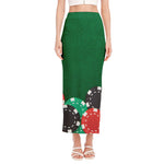 Casino Poker Chips Print Side Slit Maxi Skirt