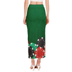Casino Poker Chips Print Side Slit Maxi Skirt