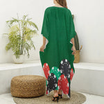 Casino Poker Chips Print Silk V-Neck Kaftan Dress