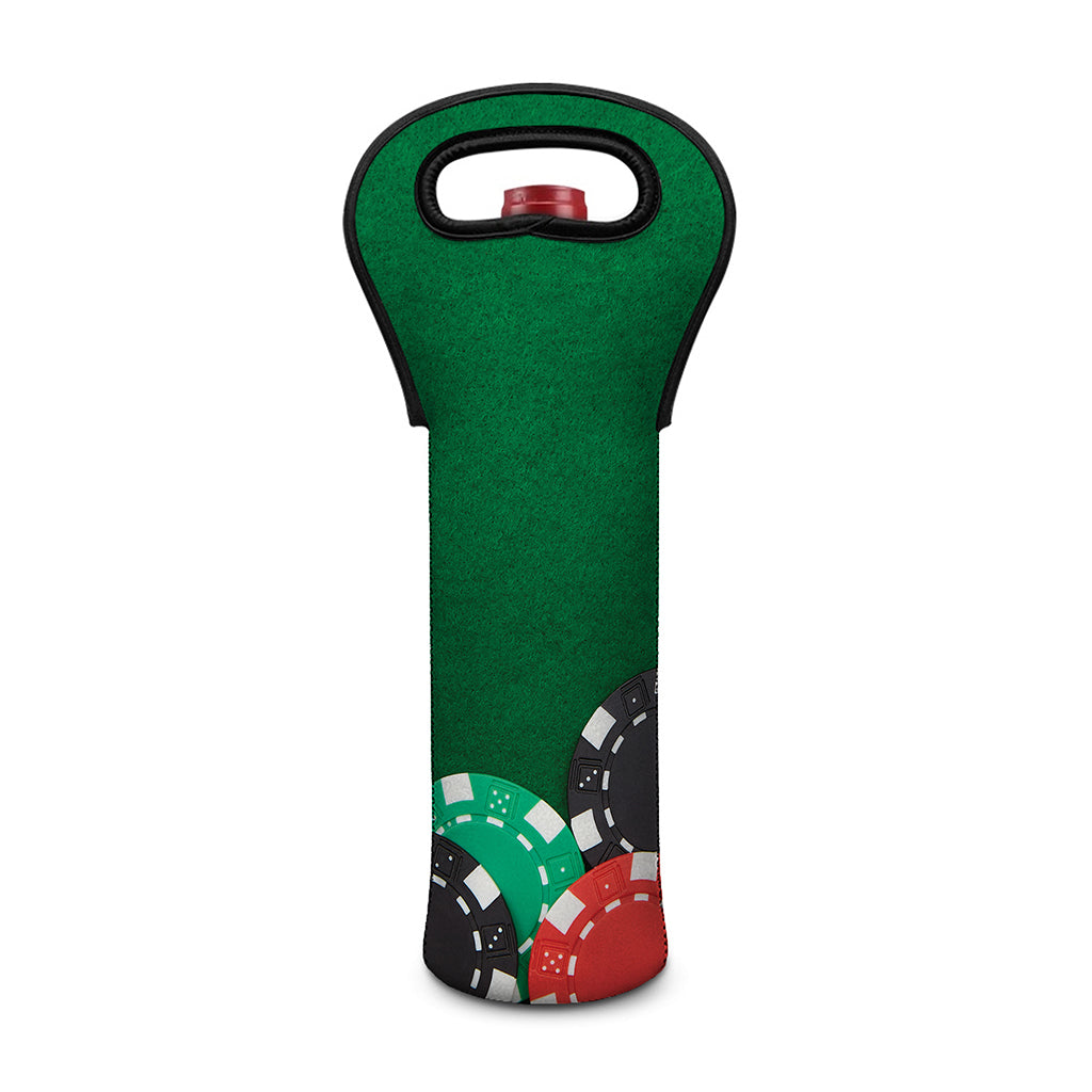 Casino Poker Chips Print Single Neoprene Wine Tote