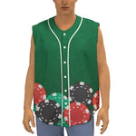 Casino Poker Chips Print Sleeveless Baseball Jersey