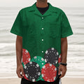 Casino Poker Chips Print Textured Short Sleeve Shirt