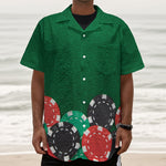 Casino Poker Chips Print Textured Short Sleeve Shirt