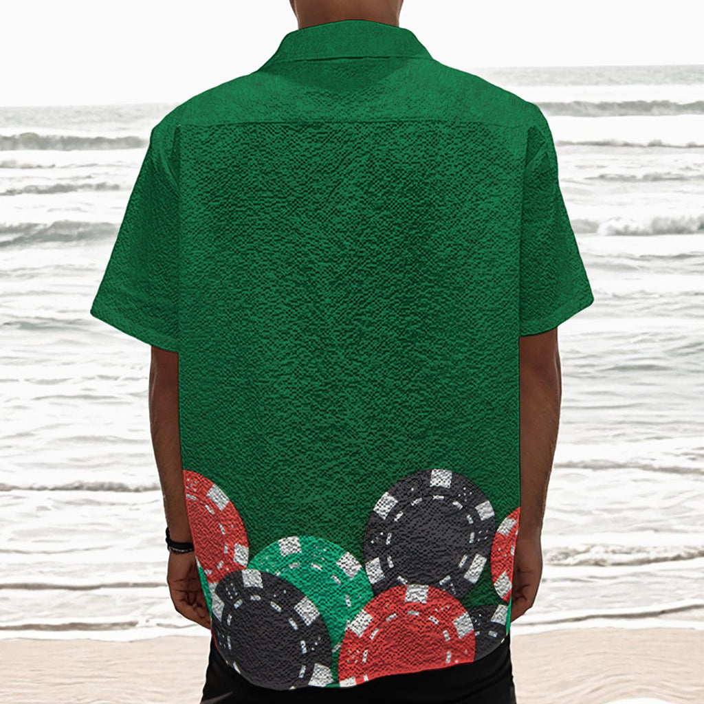 Casino Poker Chips Print Textured Short Sleeve Shirt