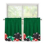 Casino Poker Chips Print Tier Curtains