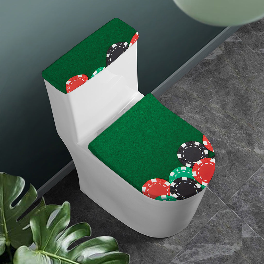 Casino Poker Chips Print Toilet Lid And Tank Cover Set