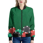 Casino Poker Chips Print Women's Bomber Jacket